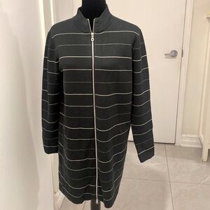 TRISTAN sweater dress long sleeved dark forest green zip up dress Size LARGE